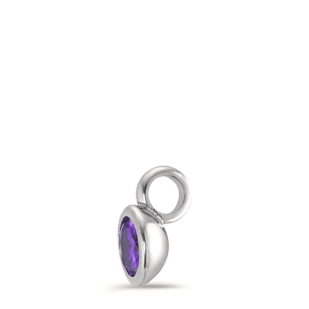 Charm-Anhänger Joy Edelstahl mit Purple Rose Zirkonia, Ø7mm