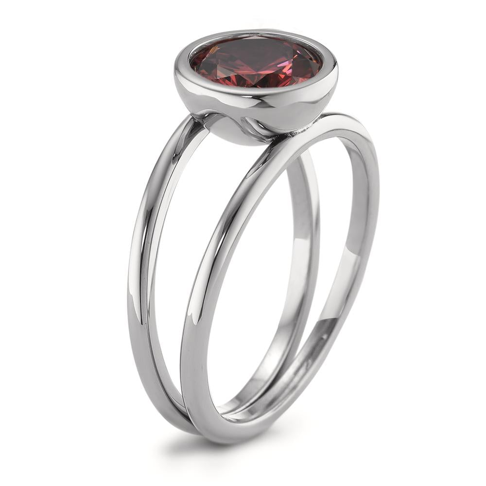 Bague Acier inoxydable Zircone rosé Ø9.5 mm