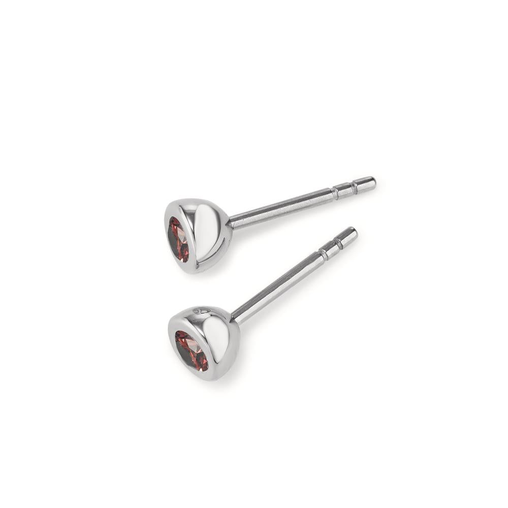 Clous d'oreilles Acier inoxydable Zircone rosé, 2 Pierres Ø5 mm