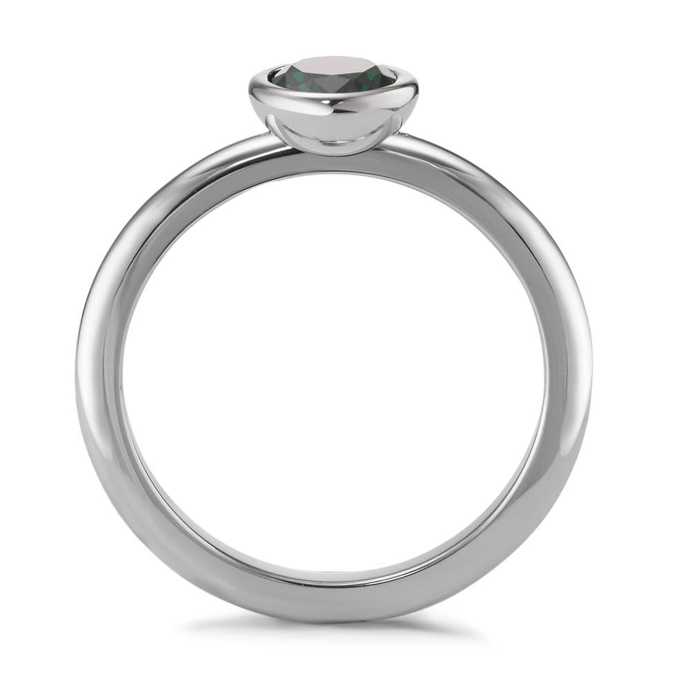 Bague Acier inoxydable Zircone vert Ø7 mm