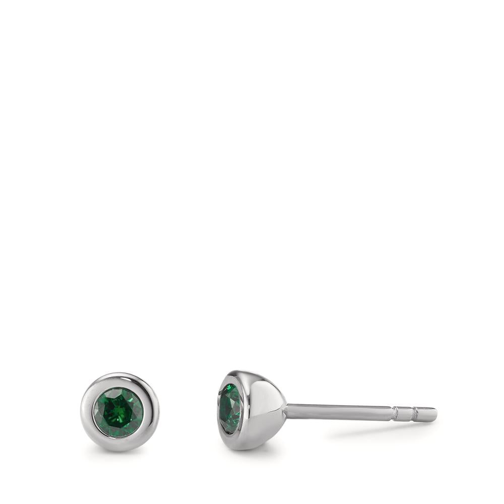 Clous d'oreilles Acier inoxydable Zircone vert, 2 Pierres Ø5 mm