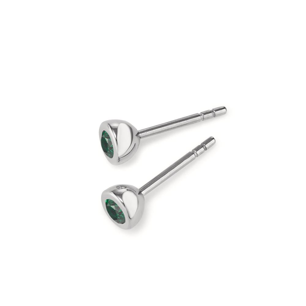 Clous d'oreilles Acier inoxydable Zircone vert, 2 Pierres Ø5 mm