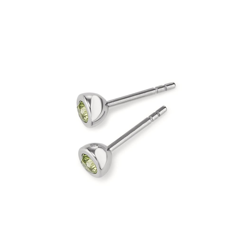 Clous d'oreilles Acier inoxydable Zircone vert clair, 2 Pierres Ø5 mm