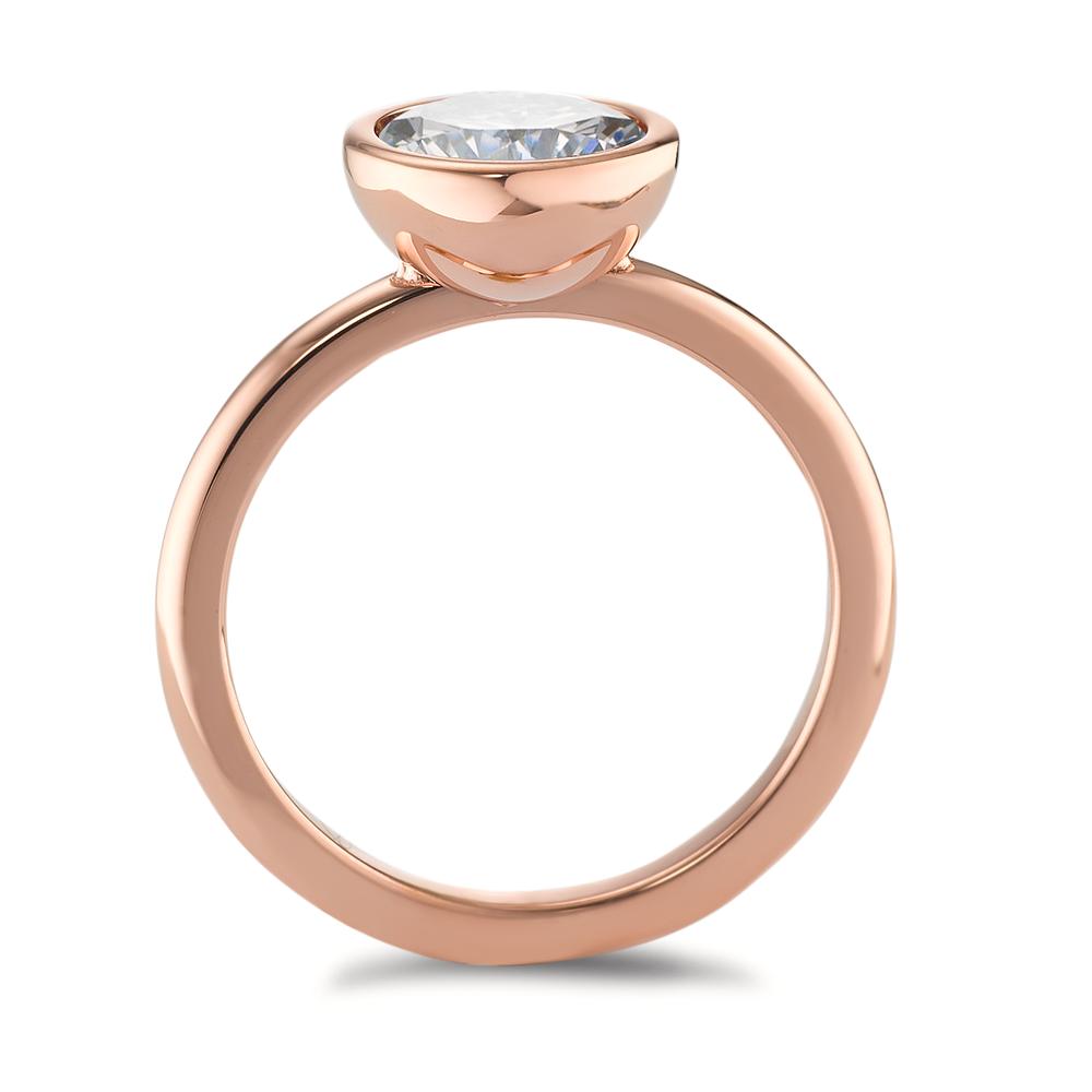 Fingerring Edelstahl Zirkonia weiss rosé IP beschichtet Ø9.5 mm