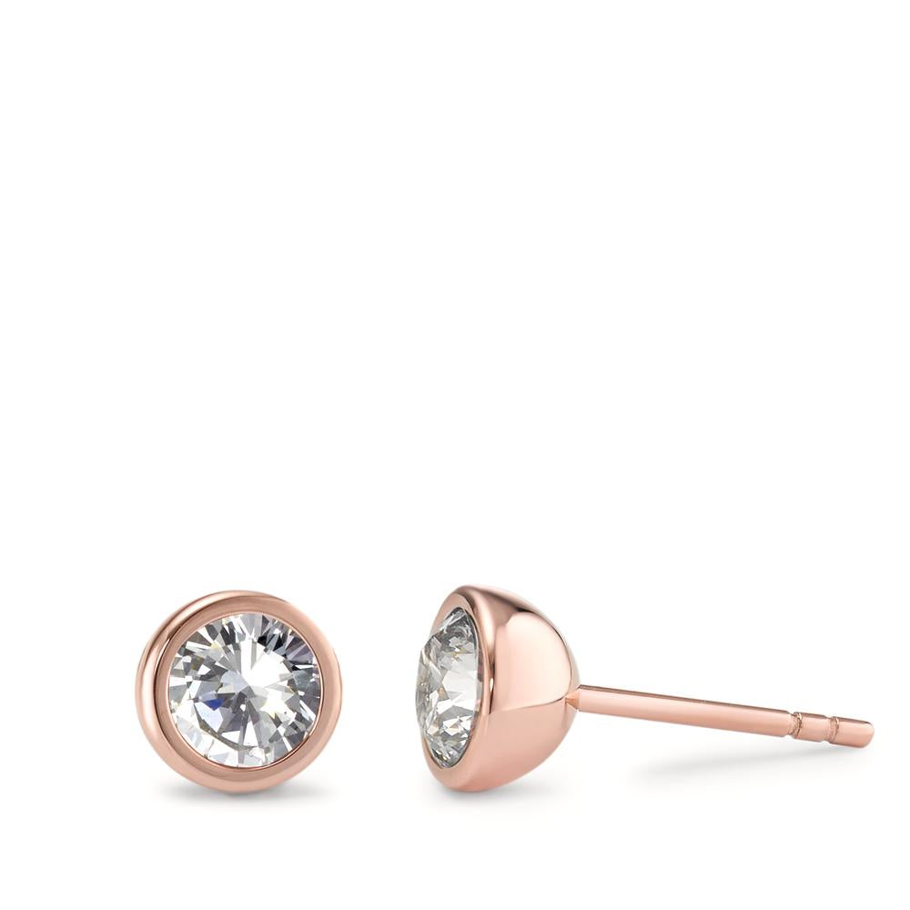 Ohrstecker Joy Roségold aus Edelstahl und Crystal White Zirkonia, Ø7mm