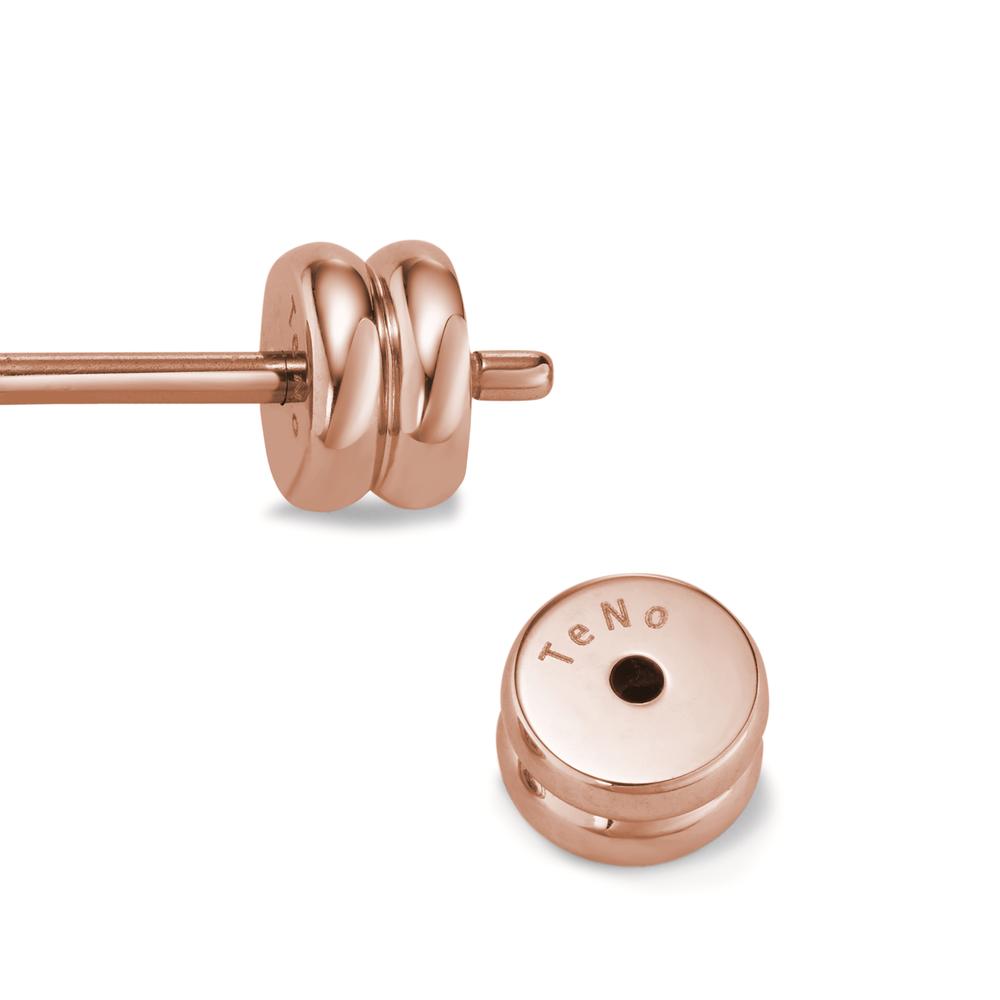 Orecchini a bottone Acciaio inossidabile Zirconia bianco, 2 pietra rosa rivestimento IP Ø7 mm