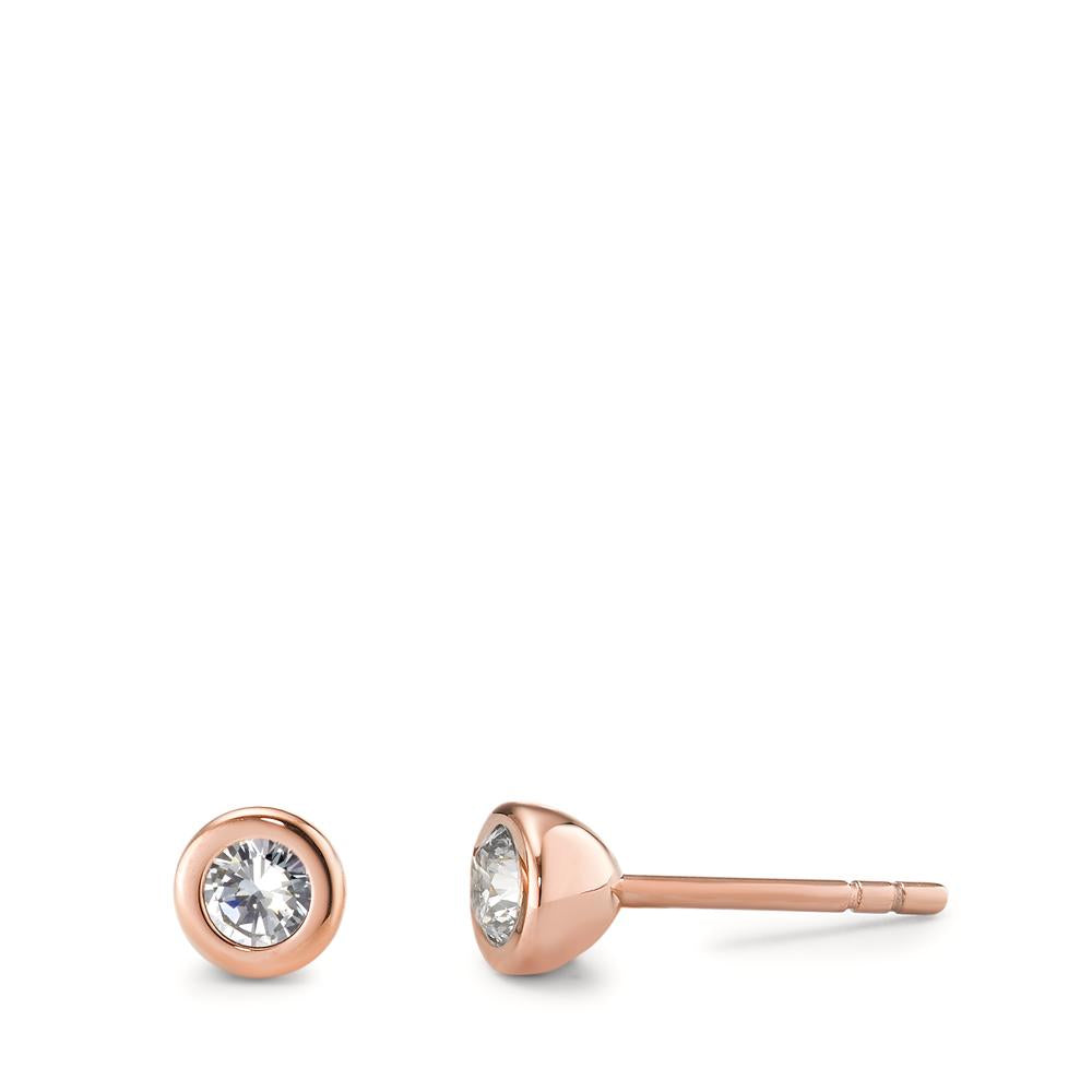 Ohrstecker Joy Roségold aus Edelstahl und Crystal White Zirkonia, Ø5mm