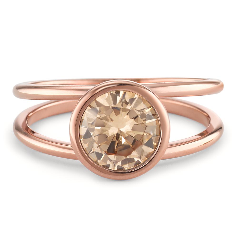 Ring Joy Roségold aus Edelstahl und Light Champagne Zirkonia, Ø9.5mm