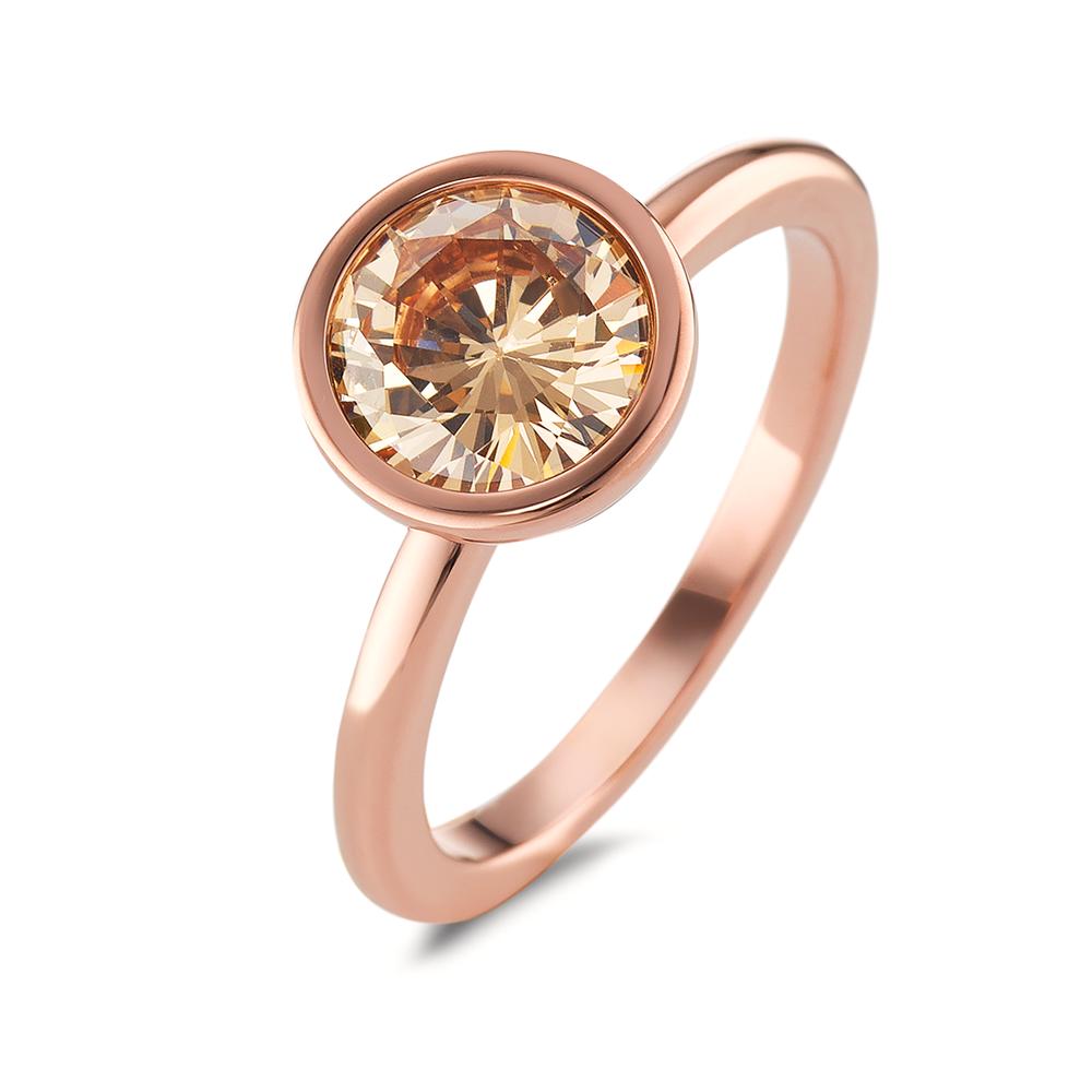 Fingerring Edelstahl Zirkonia champagner rosé IP beschichtet Ø9.5 mm