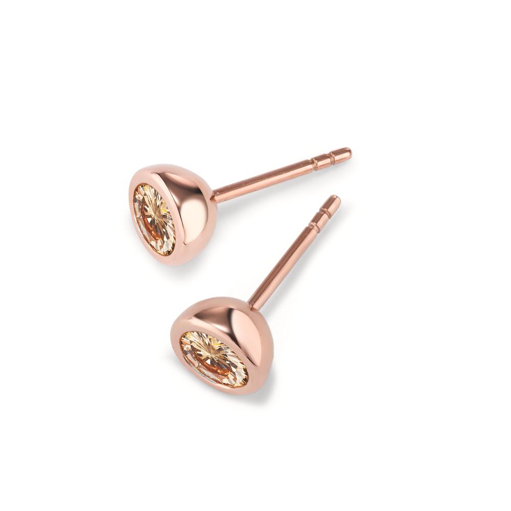 Ohrstecker Joy Roségold aus Edelstahl und Light Champagne Zirkonia, Ø7mm