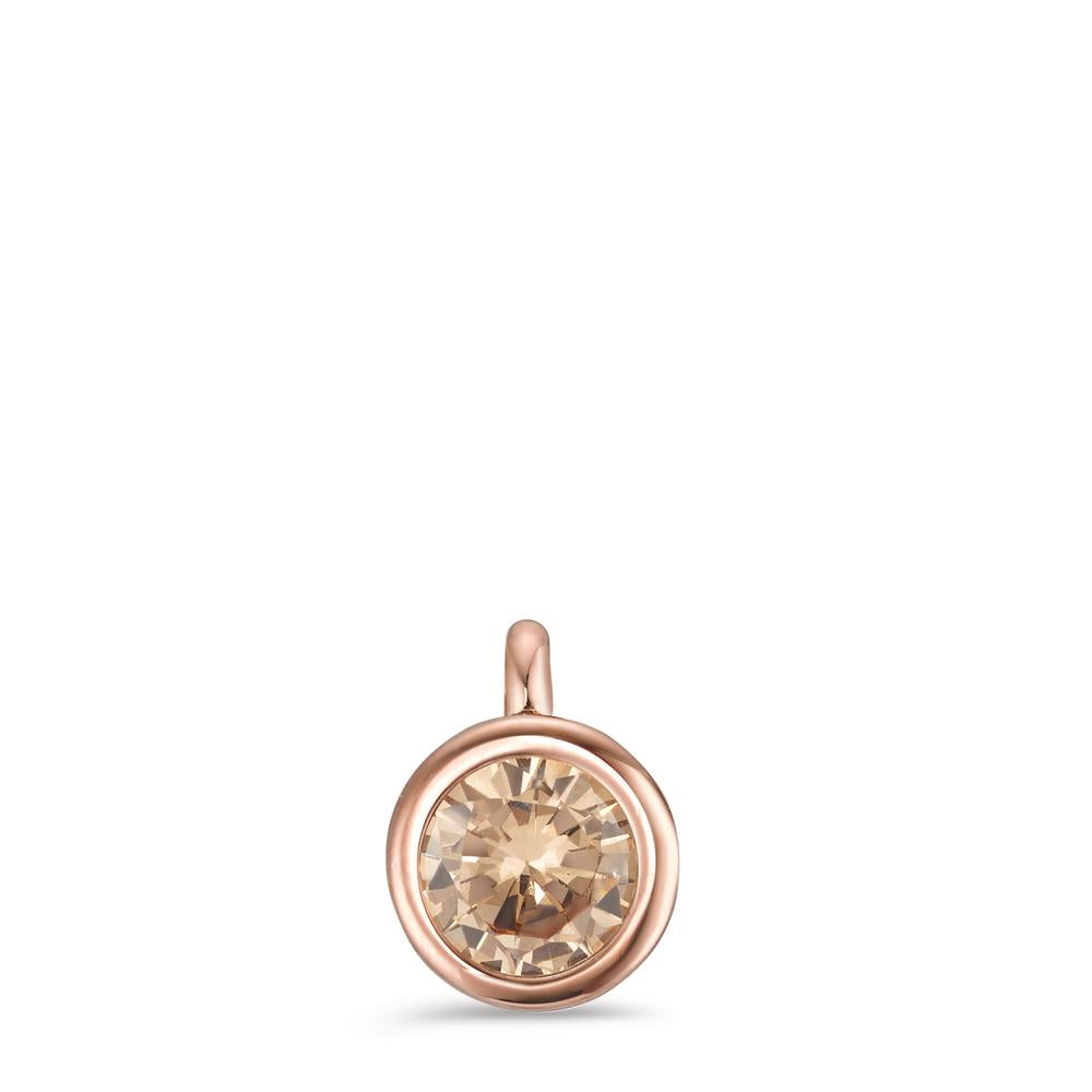 Charm-Anhänger Joy Roségold aus Edelstahl und Light Champagne Zirkonia, Ø7mm