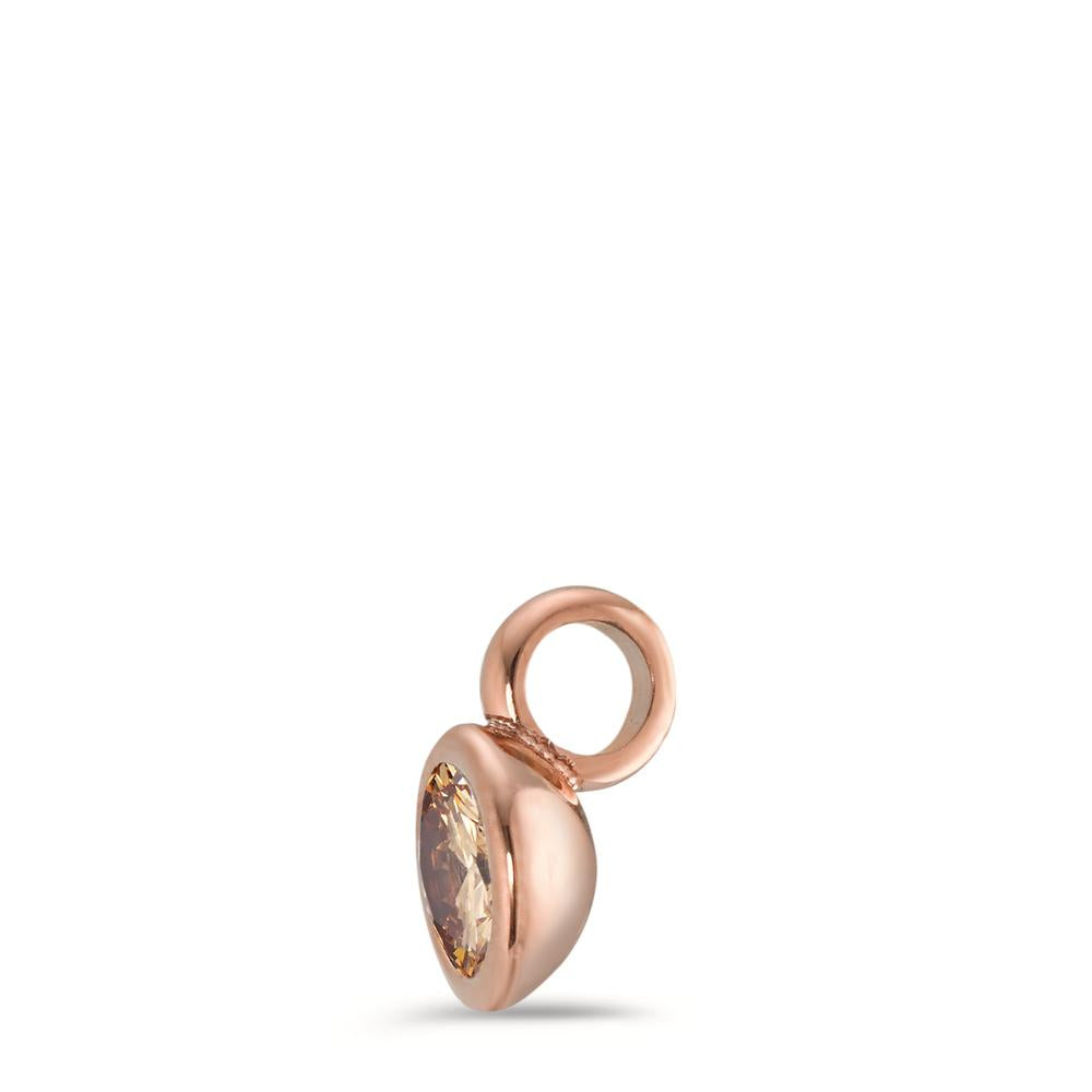 Charm-Anhänger Joy Roségold aus Edelstahl und Light Champagne Zirkonia, Ø7mm