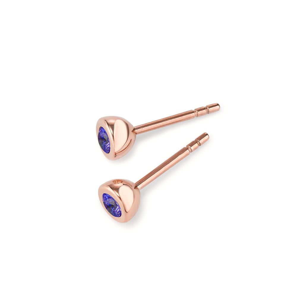 Ohrstecker Joy Roségold aus Edelstahl und Purple Rose Zirkonia, Ø5mm