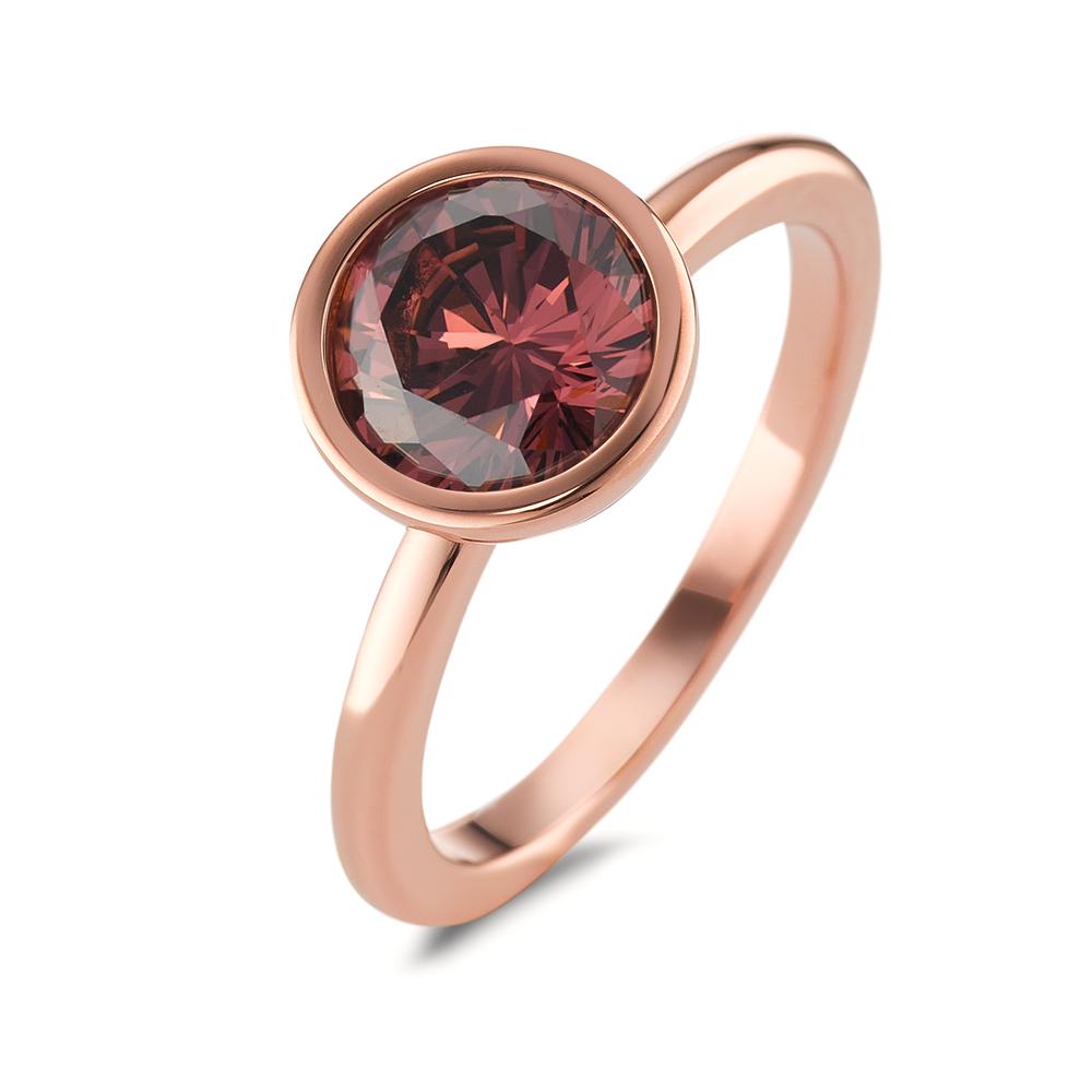 Ring Joy Roségold aus Edelstahl und Scarlet Red Zirkonia, Ø9.5mm