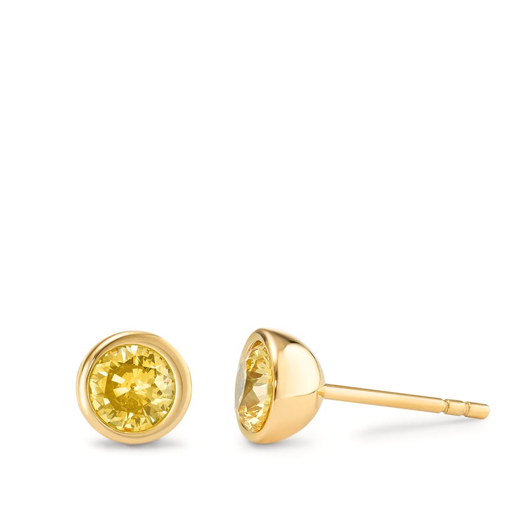 Ohrstecker Joy Gold aus Edelstahl mit Imperial Yellow Zirkonia, Ø7mm