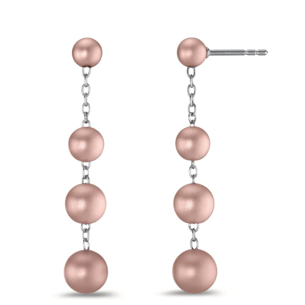 Pendant d'oreilles Acier inoxydable, Aluminium rosé PVD Ø8 mm