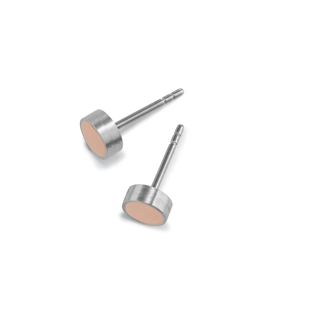 Ohrstecker Pura Edelstahl-Roségold sandmatt, Ø6,0mm