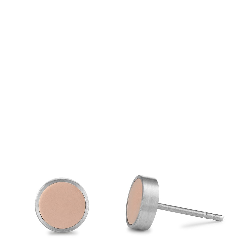 Ohrstecker Pura Edelstahl-Roségold sandmatt, Ø8,0mm