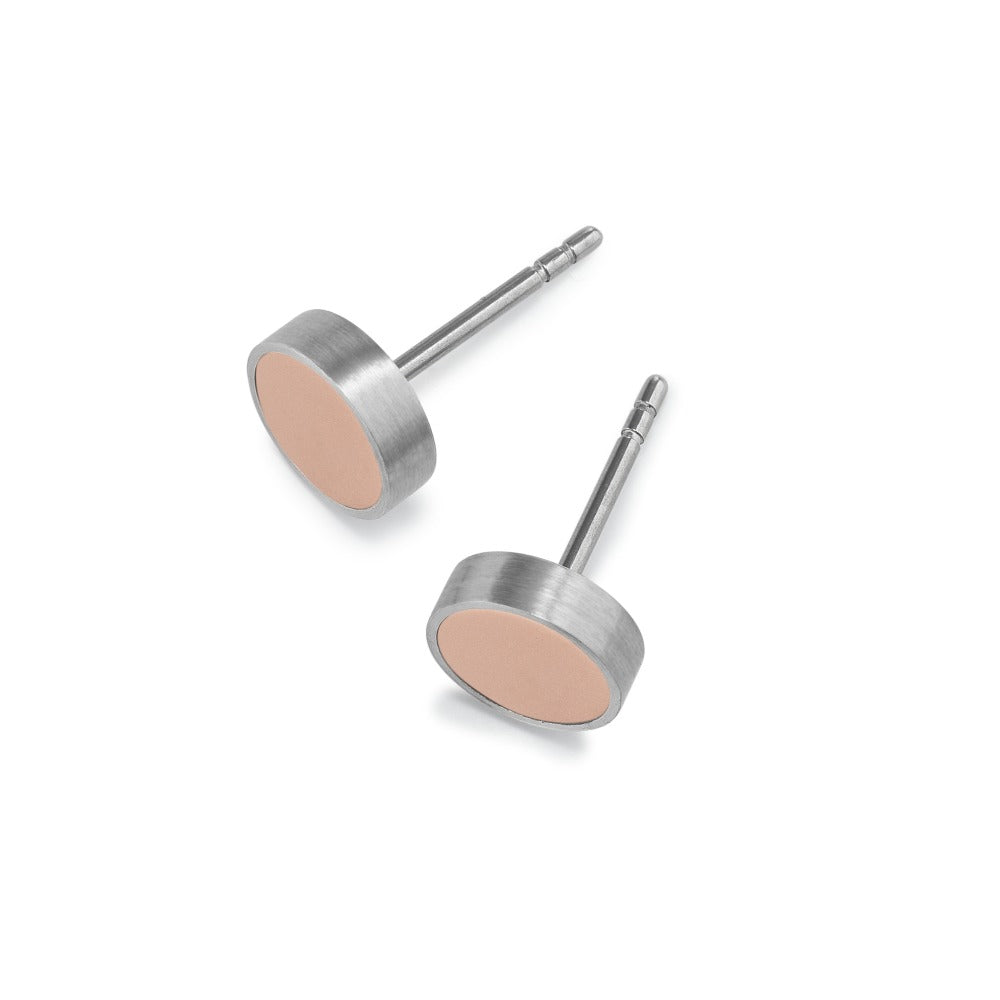 Ohrstecker Pura Edelstahl-Roségold sandmatt, Ø8,0mm