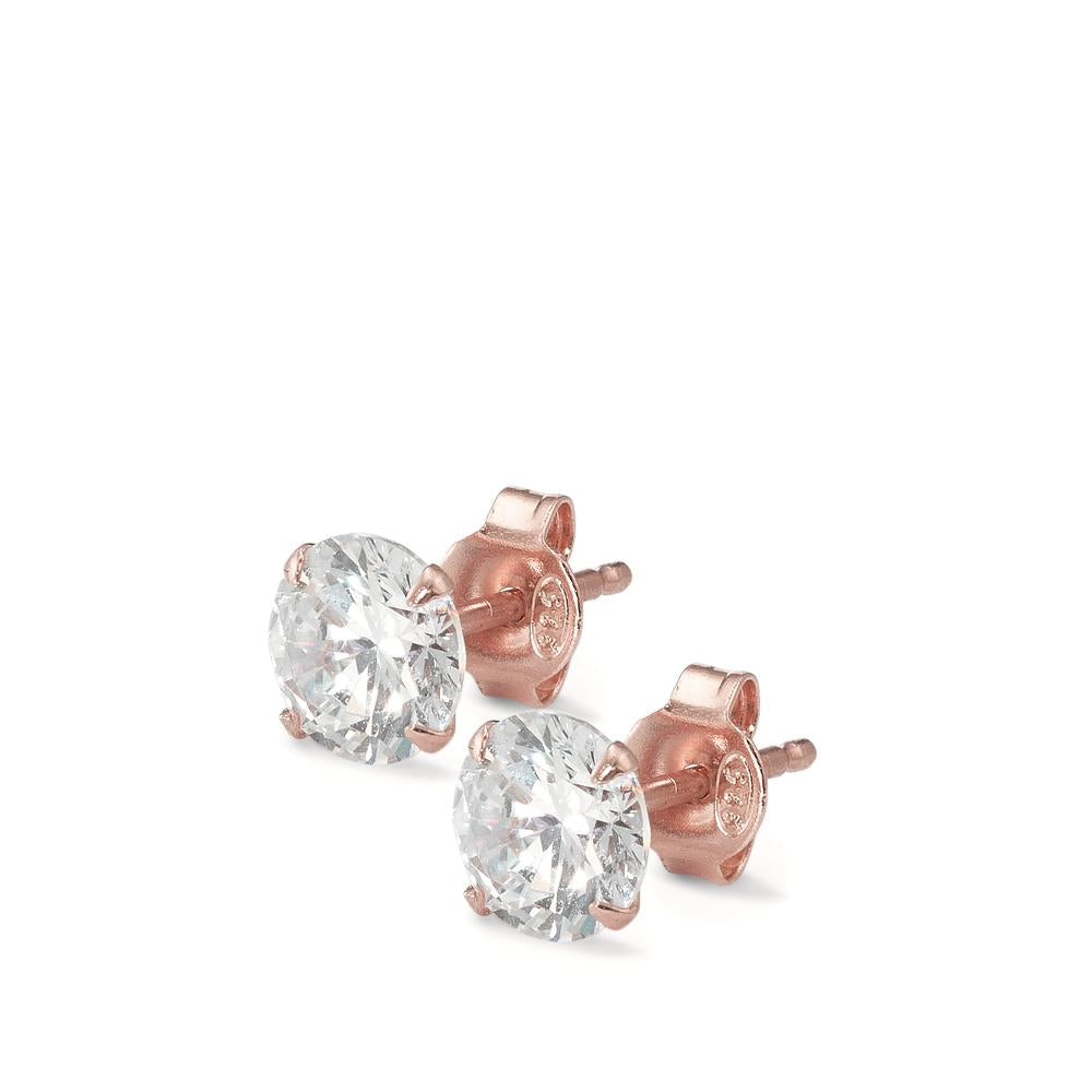 Clous d'oreilles Argent Zircone 2 Pierres rosé Plaqué or Ø7 mm