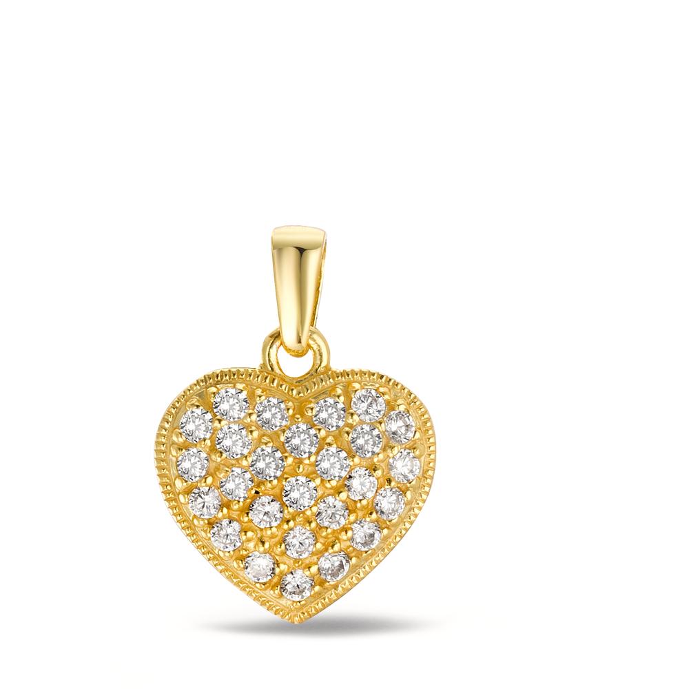 Pendentif Argent Zircone jaune Plaqué or Coeur Ø14.5 mm