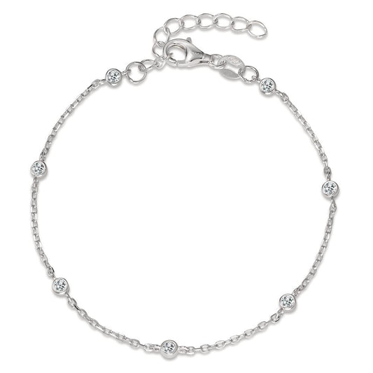 Bracelet Argent Zircone 7 Pierres Rhodié 16-18.5 cm