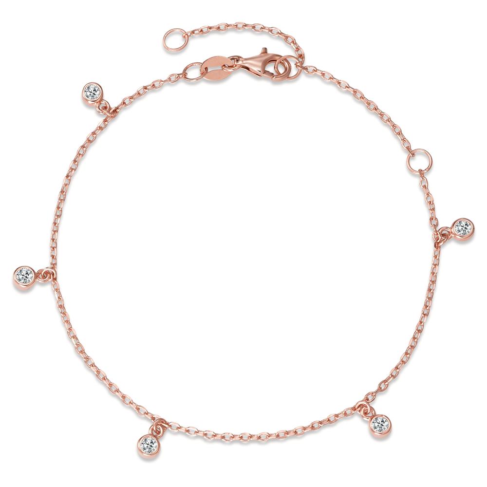 Armband Silber Zirkonia 5 Steine rosé vergoldet verstellbar