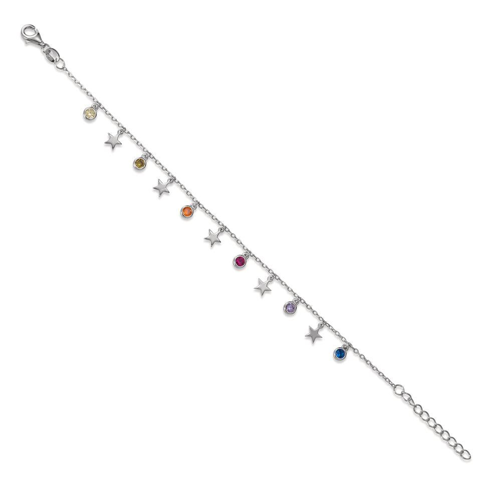 Bracciale Argento Zirconia colorato, 6 pietra rodiato Stella 16-19 cm