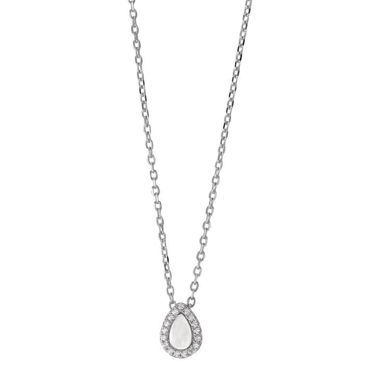 Collana Argento Zirconia rodiato Madreperla 40-45 cm