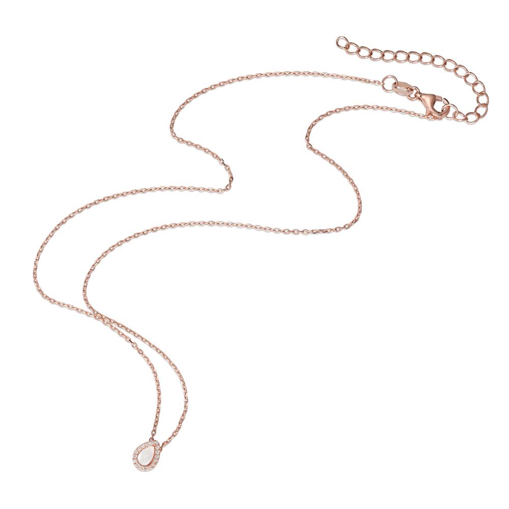 Collier Argent Zircone rosé Plaqué or nacre 40-45 cm