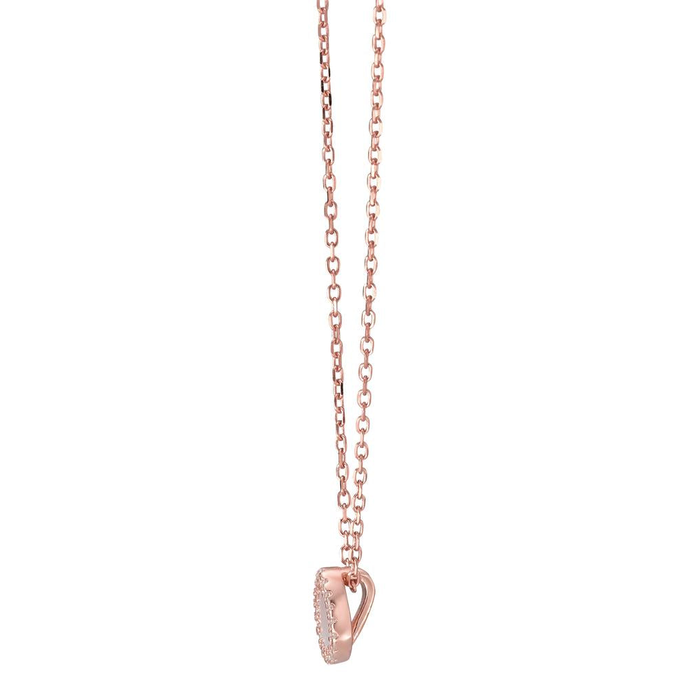 Collier Argent Zircone rosé Plaqué or nacre 40-45 cm