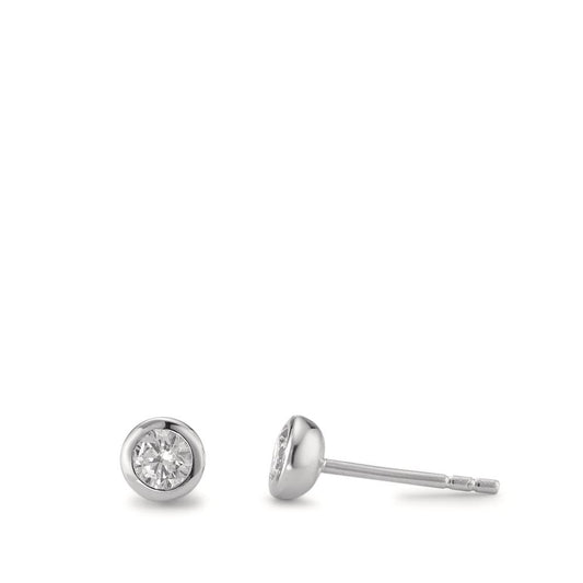 Clous d'oreilles Argent Zircone 2 Pierres Rhodié Ø5 mm