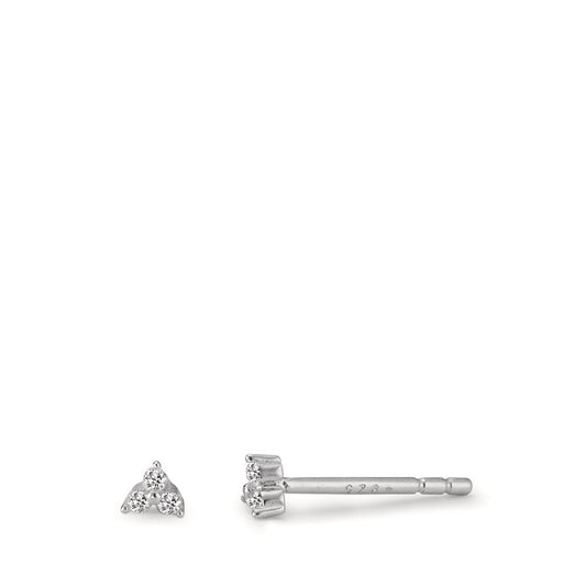 Clous d'oreilles Argent Zircone 6 Pierres Rhodié Ø3 mm