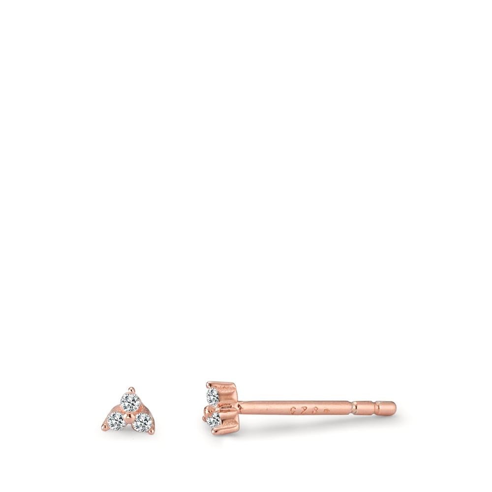 Clous d'oreilles Argent Zircone 6 Pierres rosé Plaqué or Ø3 mm