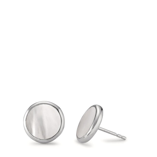 Clous d'oreilles Argent Rhodié nacre Ø12 mm