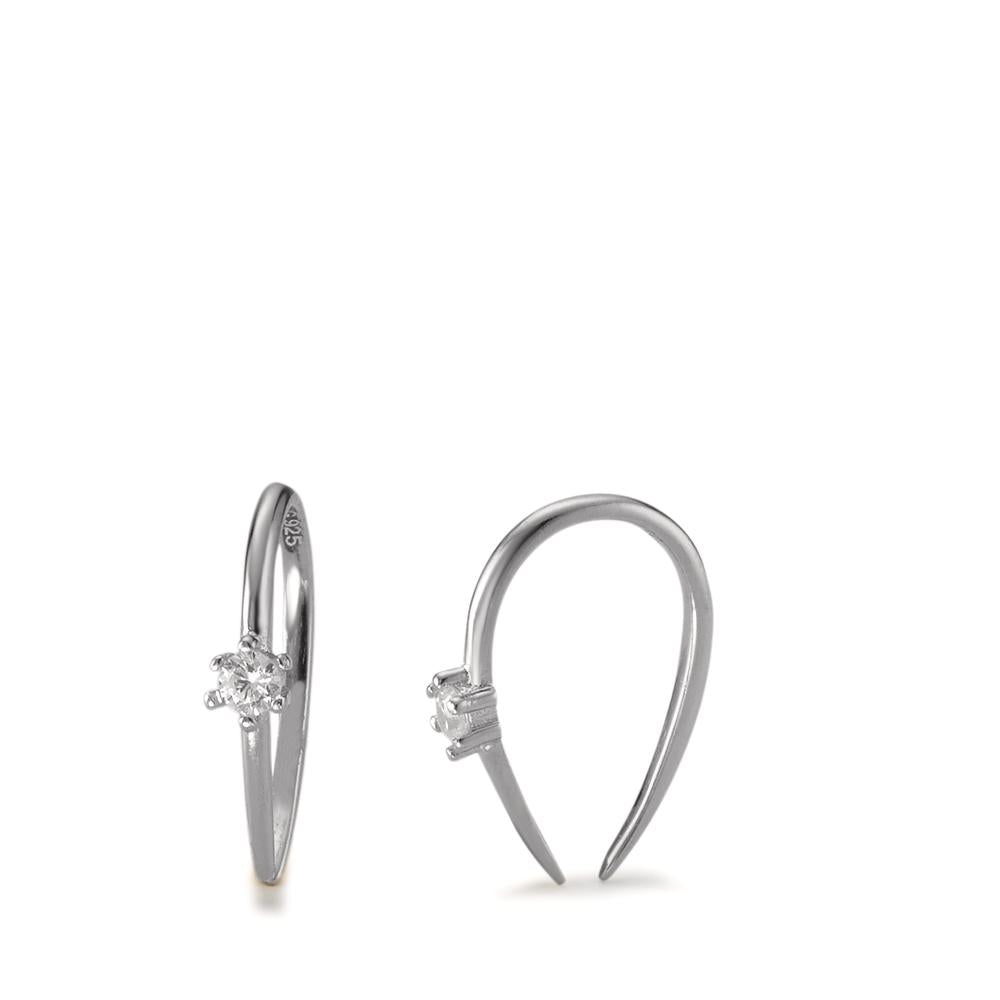 Boucles d'oreilles Argent Zircone 2 Pierres Rhodié