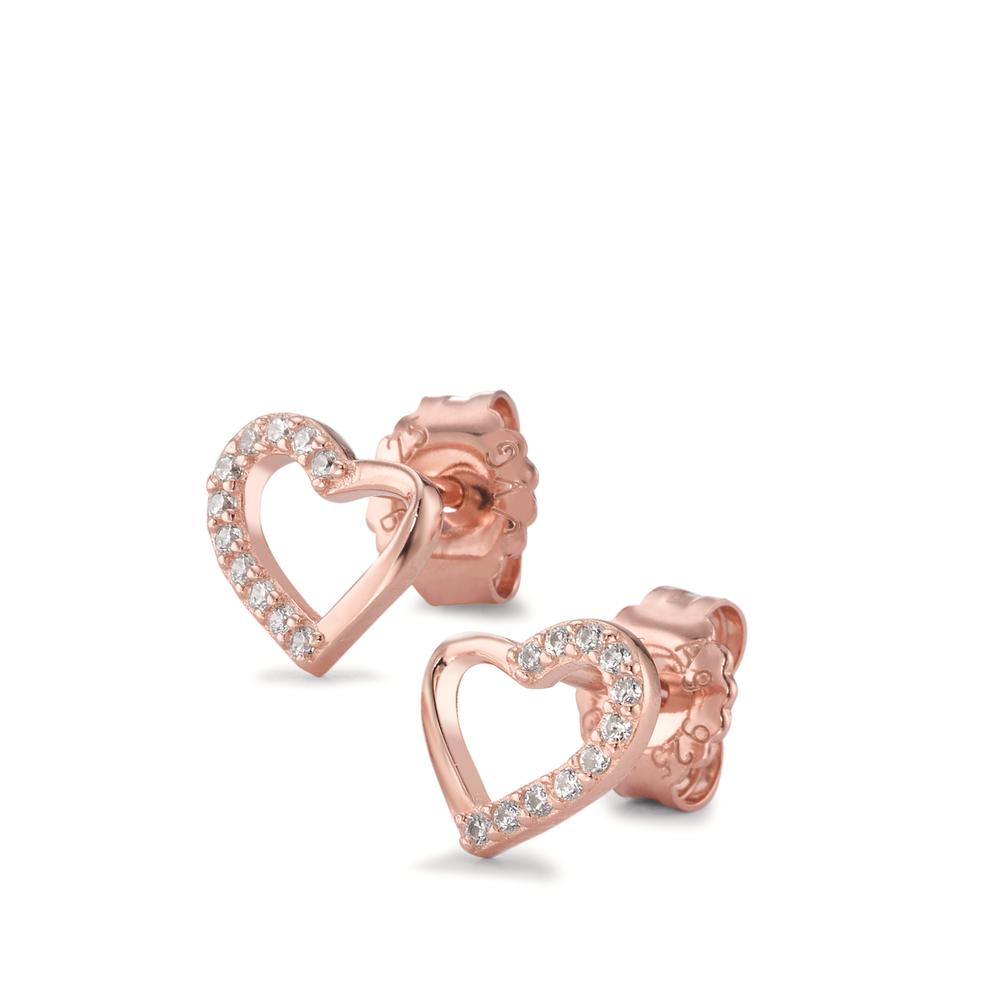 Clous d'oreilles Argent Zircone 22 Pierres rosé Plaqué or Coeur Ø7.5 mm