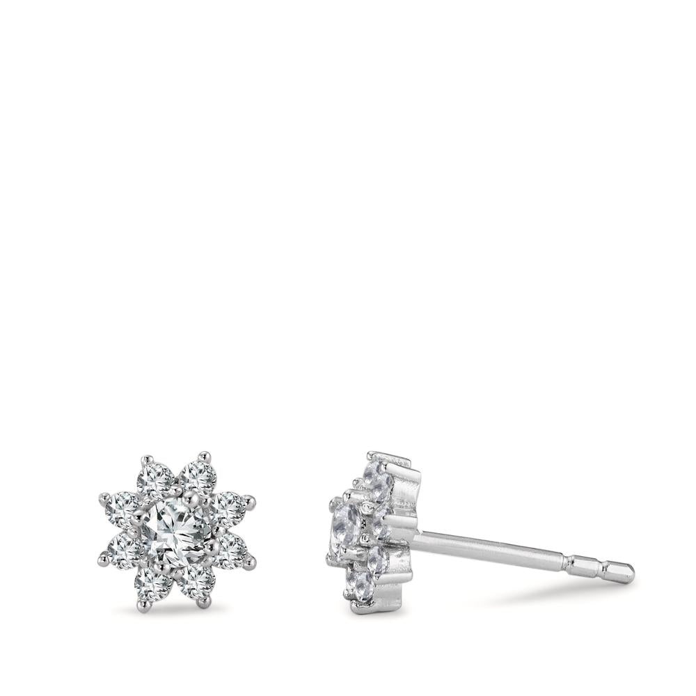 Clous d'oreilles Argent Zircone Rhodié Ø7 mm