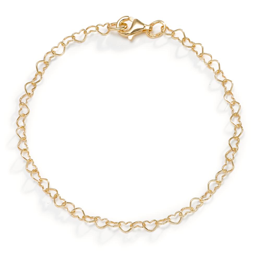 Bracciale Argento giallo dorato Cuore 18 cm