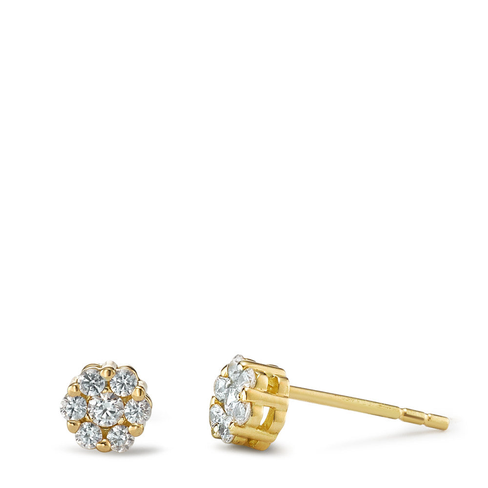 Clous d'oreilles Or jaune 18K Zircone 14 Pierres Ø5 mm