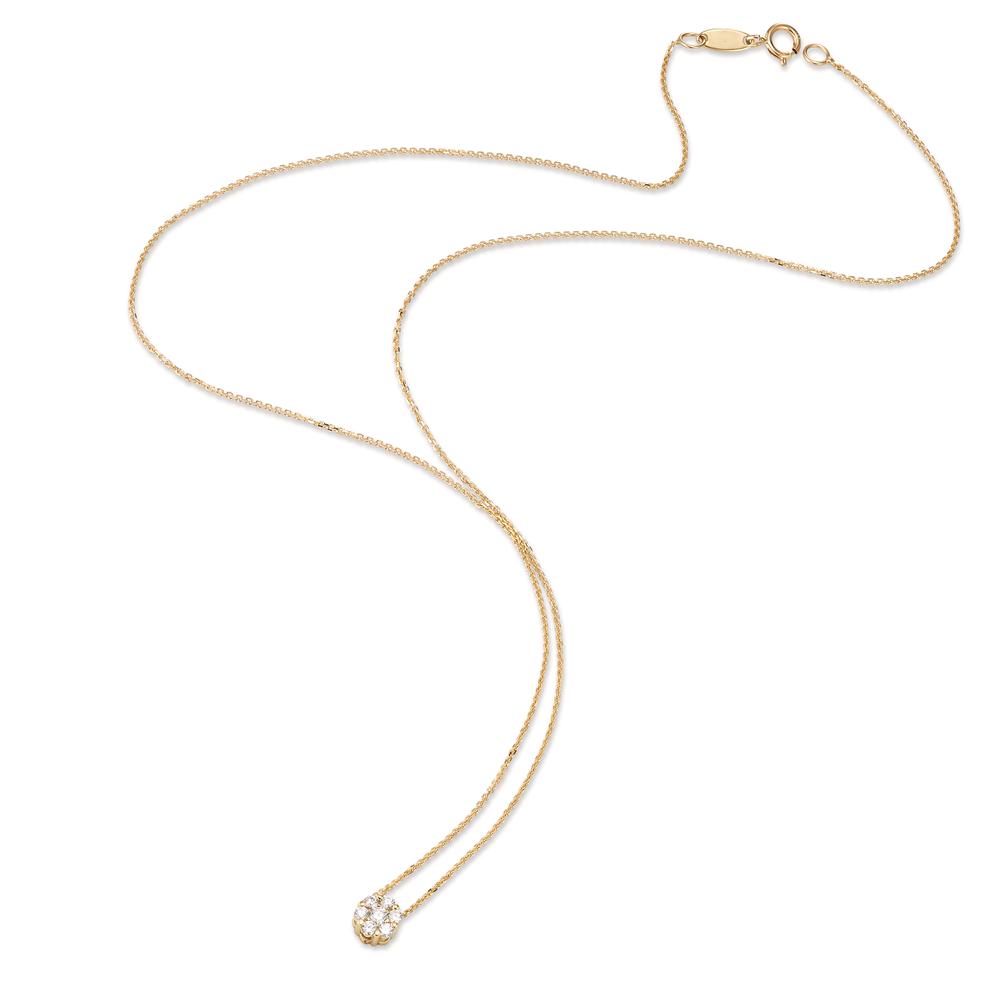 Collier Or jaune 18K Zircone 7 Pierres 41 cm