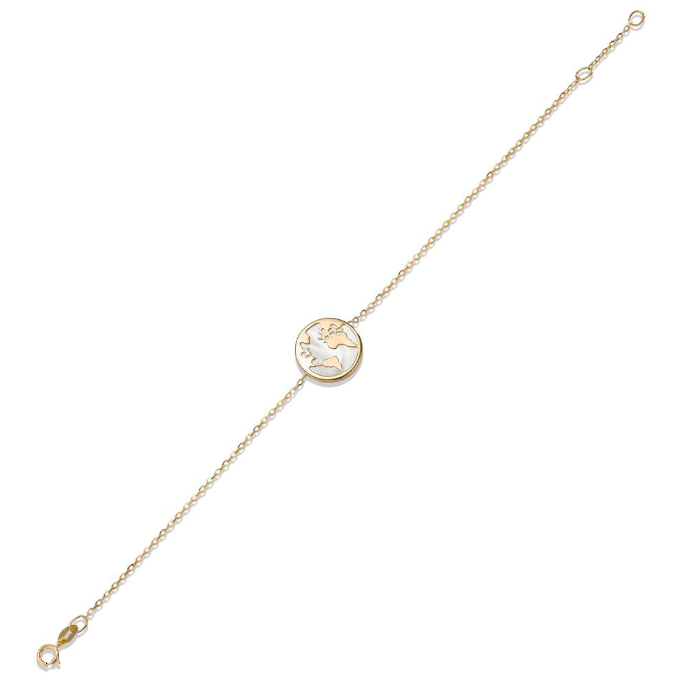 Bracelet Or jaune 14K nacre Globe 16-18 cm