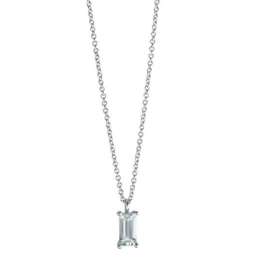 Collier 375/9 K Weissgold Topas blau, Baguette verstellbar