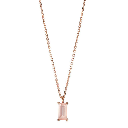 Collier 375/9 K Rosegold Rosenquarz Baguette verstellbar