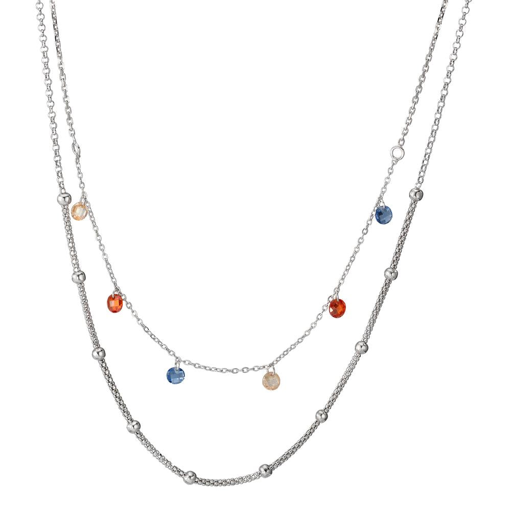 Collana Argento Zirconia colorato, 5 pietra rodiato 40-42 cm