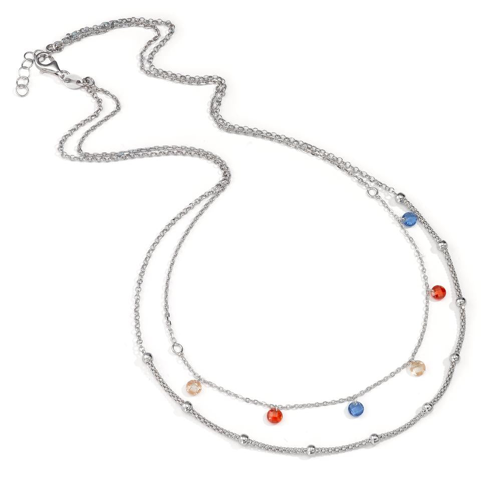 Collier Argent Zircone coloré, 5 Pierres Rhodié 40-42 cm