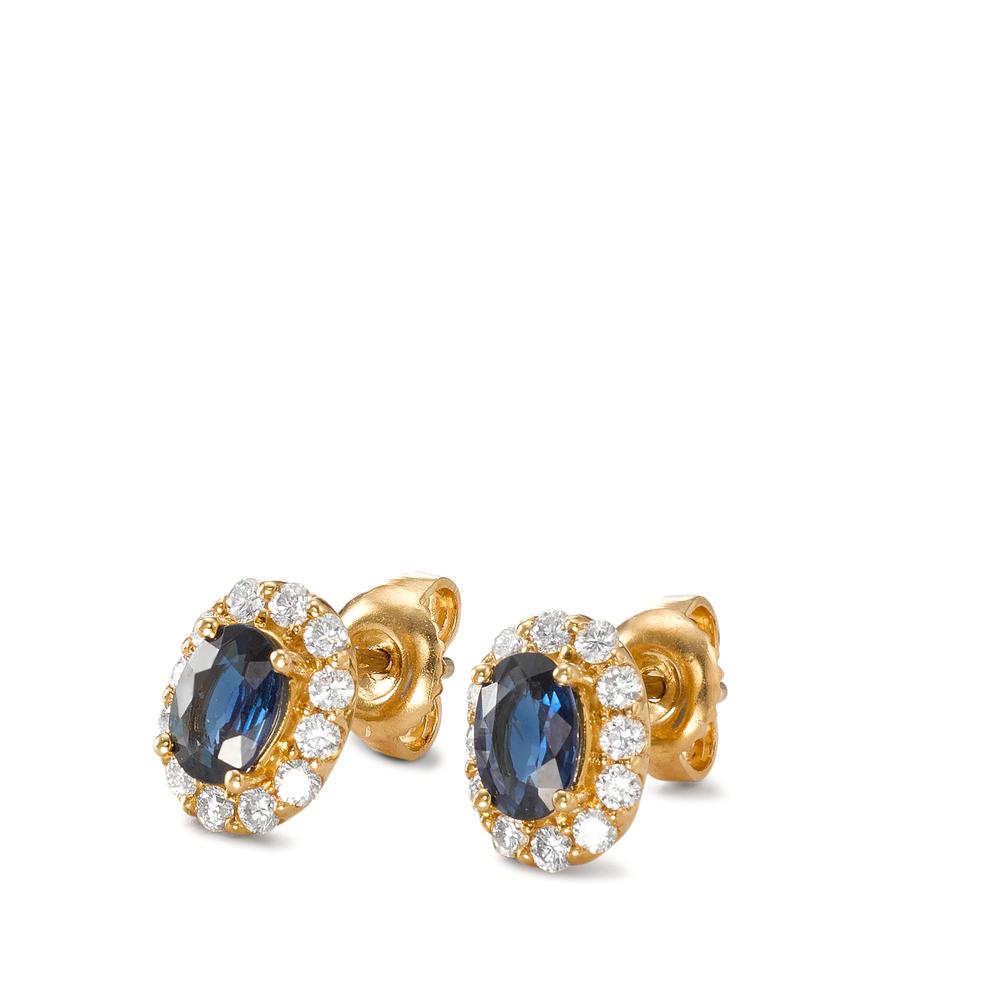 Clous d'oreilles Or jaune 18K Saphir 13 Pierres