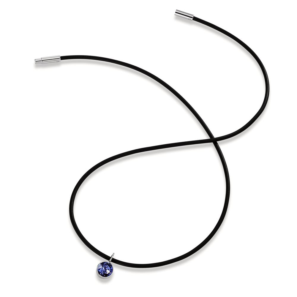 Collier Caoutchouc, Acier inoxydable, Argent Zircone violet 42 cm