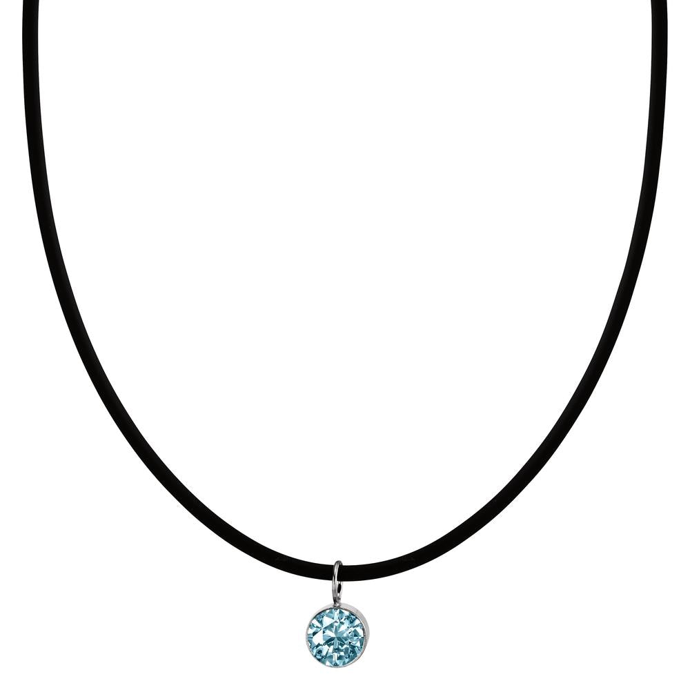 Collier Kautschuk, Edelstahl, Silber Zirkonia aqua