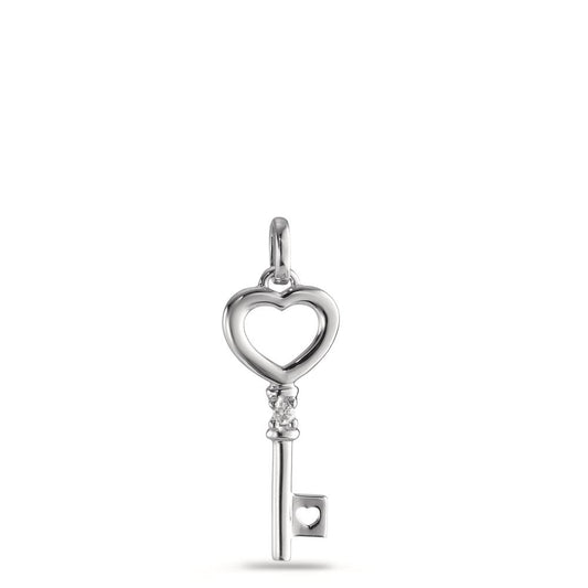 Pendentif Or blanc 9K Diamant 0.01 ct, brillant, p1 Clé